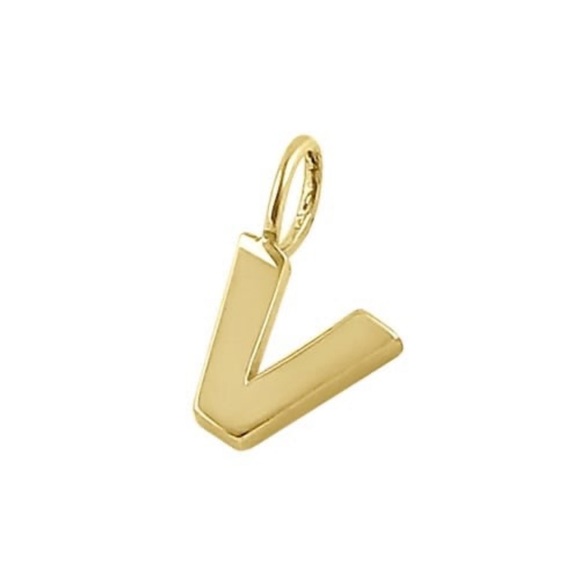 14K Solid Gold V Initial Pendant - Picture 5 of 6
